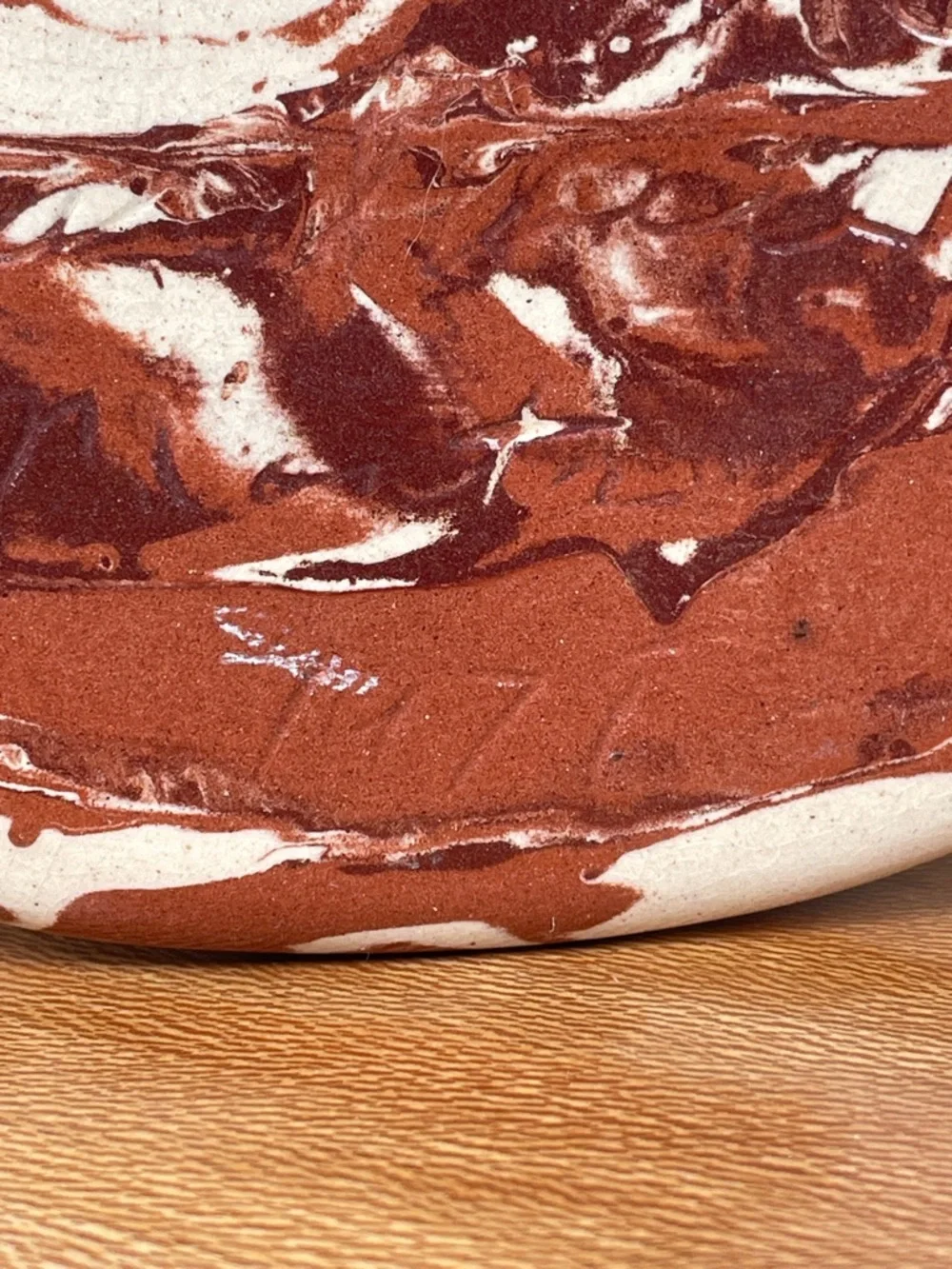 VTG 1978 Montana Clays in Calico Handmade Art Pottery Fluted Vase  Marbled